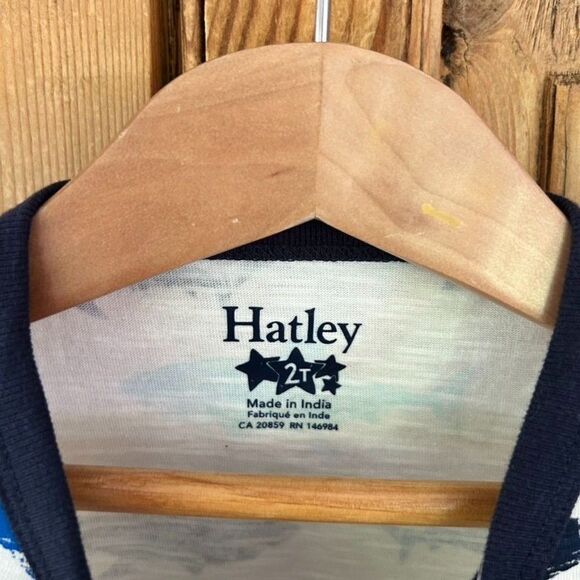 Hatley 2T Shark T-Shirt Blue White Button Chest Short Sleeve Toddler Size 2 Boys - Picture 5 of 7